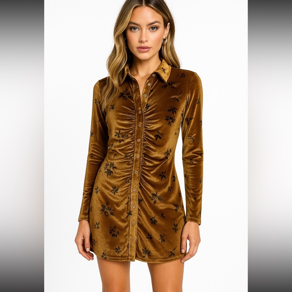 HOUSE OF HARLOW 1960 REVOLVE Ruched Velvet Dress Small